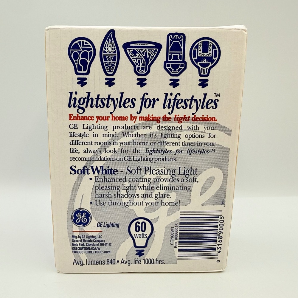 GE Soft White 60 Watt Incandescent Light Bulbs 840 Lumens 4 Pack 41028 60A/W - Picture 2 of 4